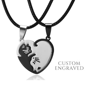 Matching Necklaces Valentines Day | Cat Couple Necklace | Long Distance Relationship Gift for Boyfriend | Valentines Day Gift For Him
