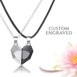 Long Distance Relationship Gift for Boyfriend | Couple Mothers Day Gift | Couples Matching Necklaces Set | Magnetic Heart Couple Jewelry