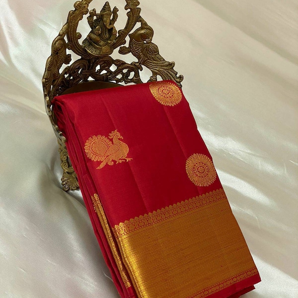 Silk mark certified pure kanchiparam silk saree weaving | Red silk saree |pure silk saree | pure pattu saree | Kanjipuram Silk