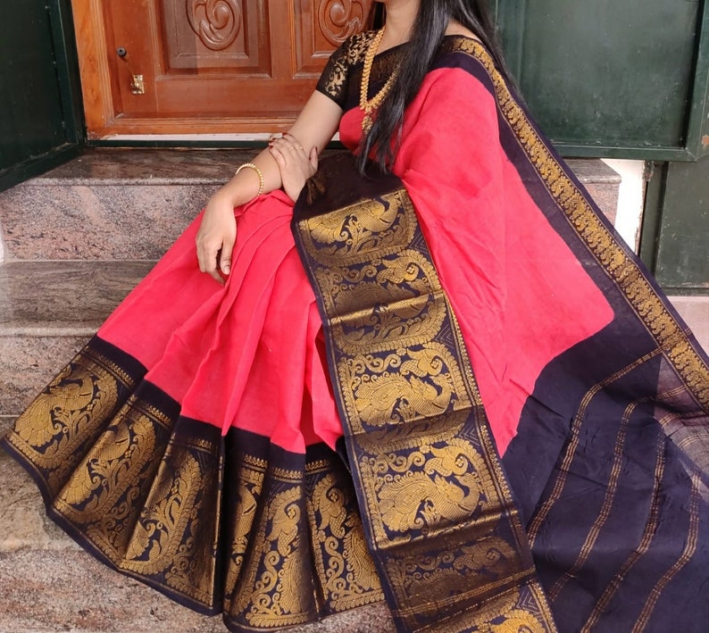 Madurai sungudi cotton Saree zari White & color sarees Mayuri long border saree South Indian Saree Saree For Women Sari Red navy