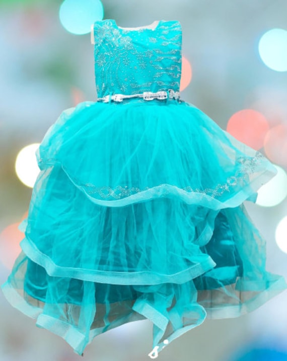 Blue and yellow flower girl dresses sale