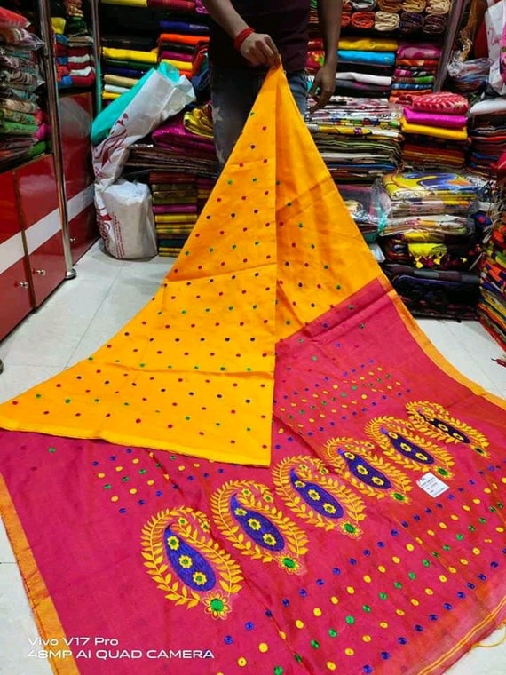 Beautiful Bengal Cotton Silk Summer Saree Handwoven Mango - Etsy UK