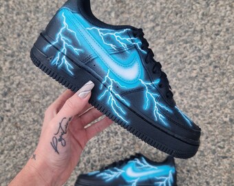 BLACK Air force 1 custom lightning bolts