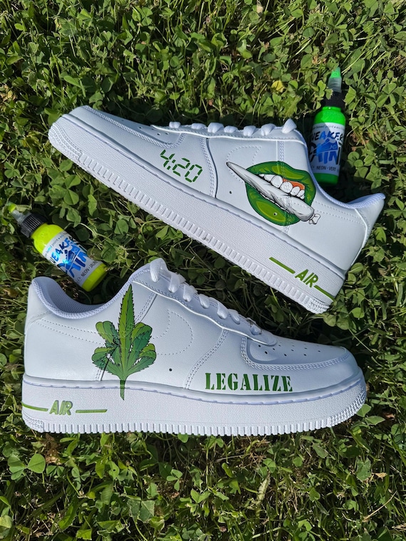 Custom Hand-painted Air Force 1 Sneakers: 'raw' Blunt Design