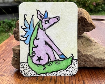 Original Art - Mini watercolor - Unicorn painting
