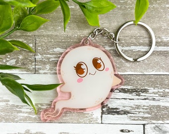 Spirit the Ghost ~ Acrylic Keychain ~ Clear Translucent Charm ~ Halloween