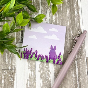 Campo de lavanda Jackalope ~ Notas adhesivas ~ Bloc de notas lindo ~ Papel de carta de bloc de notas de papelería ~ Bloc de notas estacionario ~ Papel de carta ~ 50 hojas