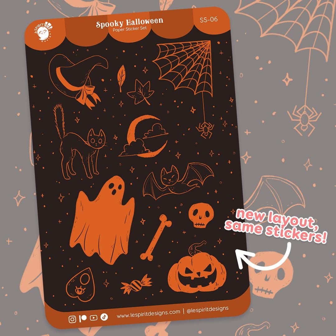 Spooky Halloween ~ Sticker Sheet ~ Glossy Stickers ~ Journal Stickers ...