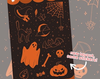 Spooky Halloween ~ Sticker Sheet ~ Glossy Stickers ~ Journal Stickers ~ Bullet Journal ~ Planner Stickers