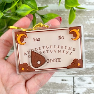 Ouija Brett ~ Shaker Anhänger Acryl ~ Halloween Seance Schlüsselanhänger