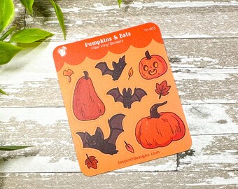 Pumpkins & Bats ~ Filler Vinyl Stickers ~ Mini Sticker Sheet ~ Water Bottle Stickers