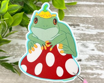 Nuna the Frog ~ Cottagecore 3" MatteVinyl Sticker ~ Sticker for Water Bottle ~ Laptop Sticker