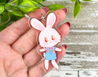 Petal the Bunny ~ Acrylic Keychain ~ Clear Translucent Charm ~ Springtime