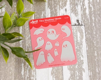 Tiny Blushing Ghosts ~ Filler Vinyl Stickers ~ Mini Sticker Sheet ~ Water Bottle Stickers