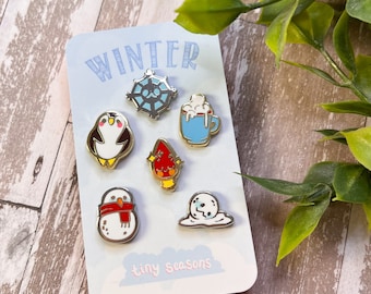 Winter ~ Tiny Seasons Collection ~ Hard Enamel Pin ~ Mini Pin ~ Gold Plated Badge ~ Tiny Board Filler ~ Enamel Pin Collection