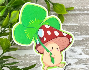 Periwinkle's Clover ~ Cute Mushroom 3" MatteVinyl Sticker ~ Sticker for Water Bottle ~ Laptop Sticker