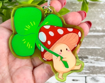 Periwinkle's Clover ~ Acrylic Keychain ~ Clear Translucent Charm ~ Cottagecore