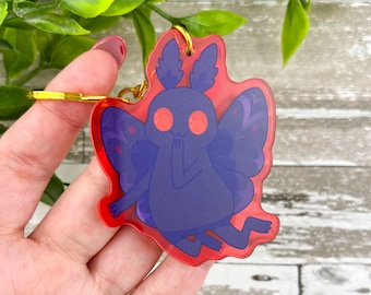 Cheeky Mothman ~ Acrylic Keychain ~ Clear Translucent Charm ~ Cryptid