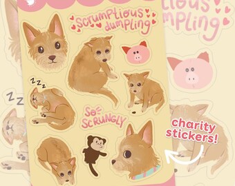 Clarice the Toxirn Dog ~ Vet Charity Sticker Sheet ~ Glossy Stickers ~ Journal Stickers ~ Bullet Journal ~ Planner Stickers