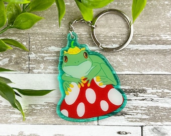 Nuna the Frog ~ Acrylic Keychain ~ Clear Translucent Charm ~ Cottagecore