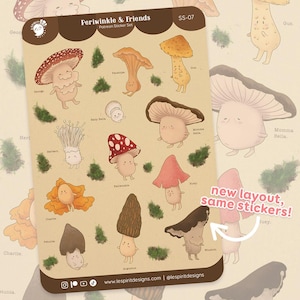 Periwinkle & Friends ~ Cute Mushroom Stickers ~ Planner Sticker Sheet ~ Glossy Stickers ~ Journal Stickers ~ Bullet Journal