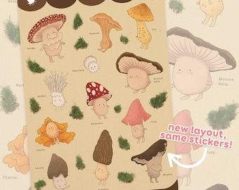 Periwinkle & Friends ~ Cute Mushroom Stickers ~ Planner Sticker Sheet ~ Glossy Stickers ~ Journal Stickers ~ Bullet Journal