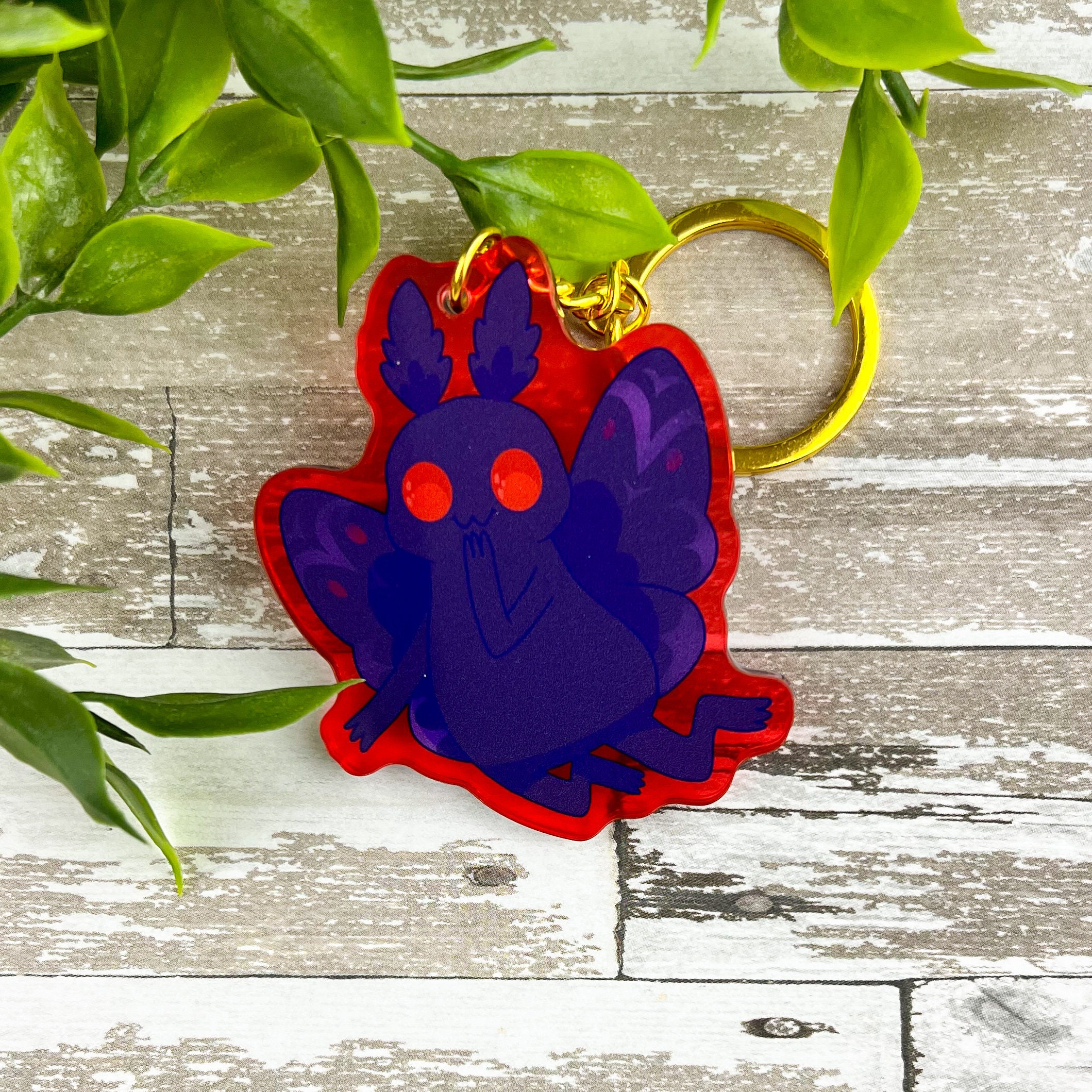 Mothman Key Chain Cheeky Mothman ~ Acrylic Keychain ~ Clear Translucent Charm ~ Cryptid ...