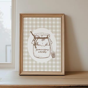 Sprüche 16:24 Wandkunst - Freundliche Worte sind wie Honigdruck, Christliche Küchendekoration, Neutrale Gingham Schriftkunst, Cottagecore Bibelvers