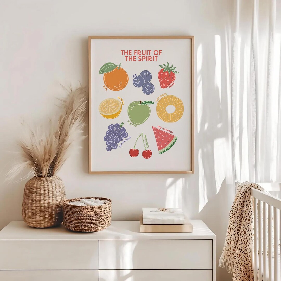 Fruit of the Spirit Wall Art for Kids Room - Christian Nursery Decor ...