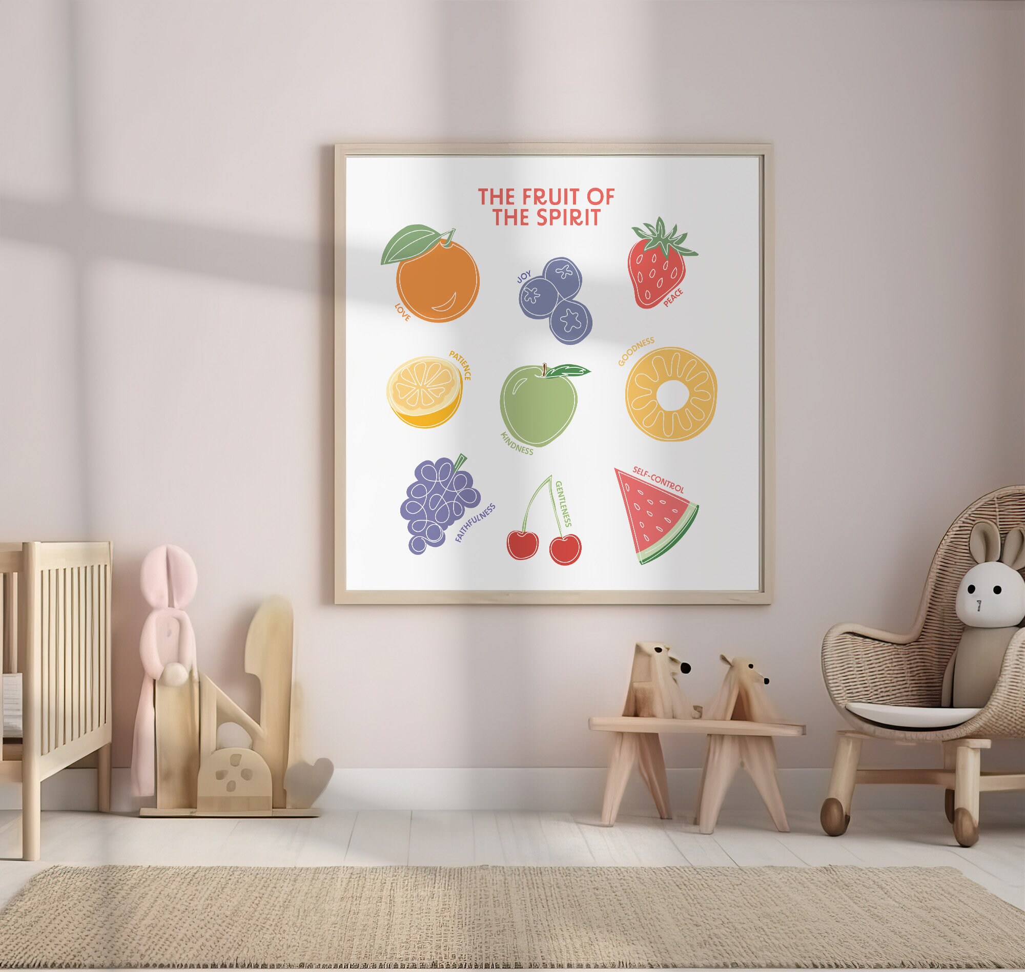 Fruit of the Spirit Wall Art for Kids Room - Christian Nursery Decor ...