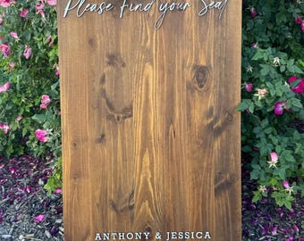 3D Wooden Seating Chart Sign Personalized Rustic Wedding Find Your Seat Table Assignment Sign Custom Wedding Welcome Sign with Couples Name