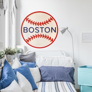Baseball Name Sign Customizable Wood Wall Art Personalized Kids Room Decor Sports Gift