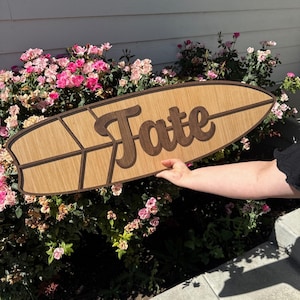 Personalized Surfboard Name Sign Custom Beach Nursery Decor Baby Shower Gift Idea Coastal Kids Room Wall Art Ocean Theme Wood Surfboard Kids