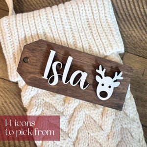 Custom Name Tags Christmas Stockings Personalized Family set Wood 3D letters Holiday Labels Personalized Matching Gift Tags Christmas Decor