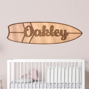 Personalized Surfboard Name Sign: Custom Beach Decor Nursery