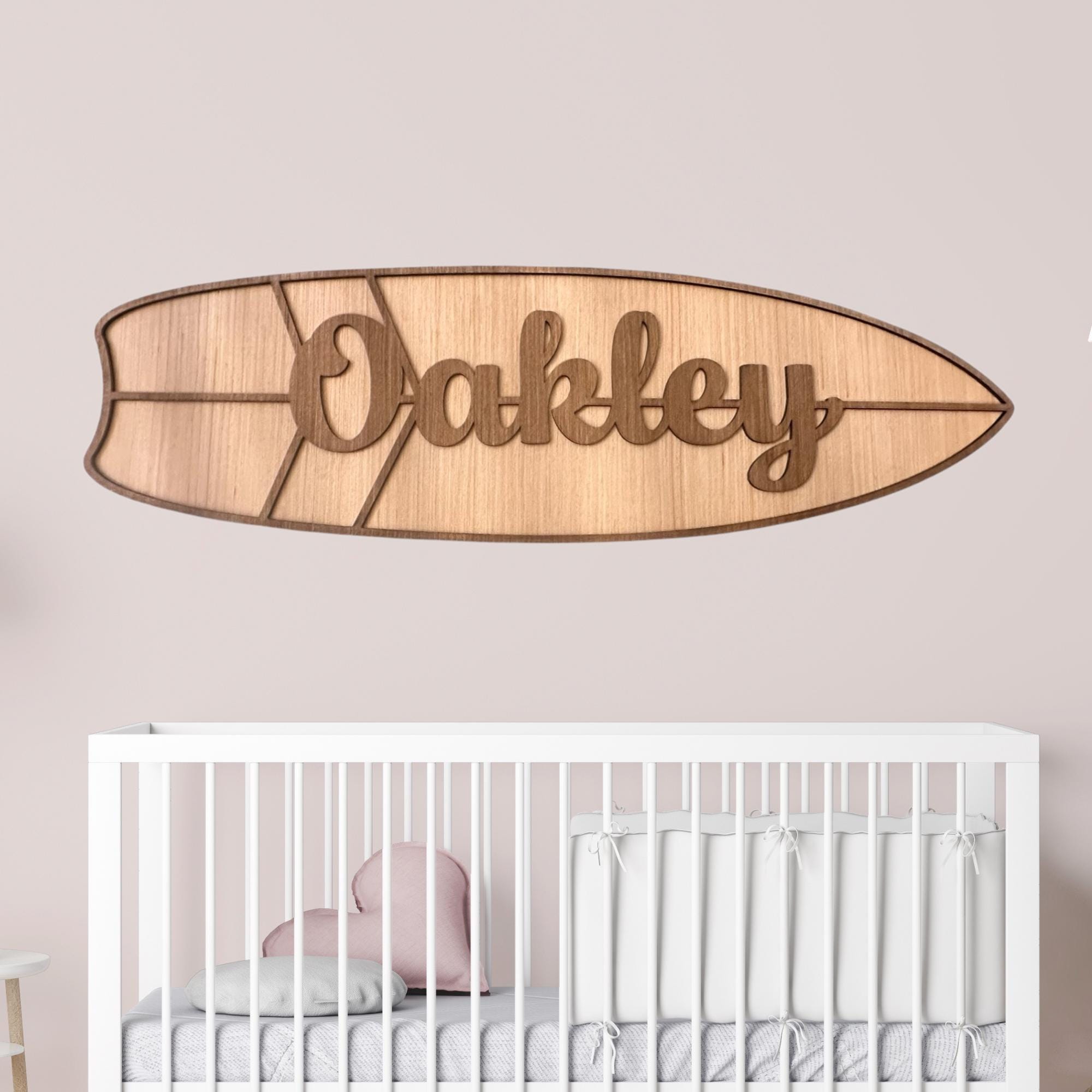 Personalized Surfboard Name Sign: Custom Beach Decor Nursery