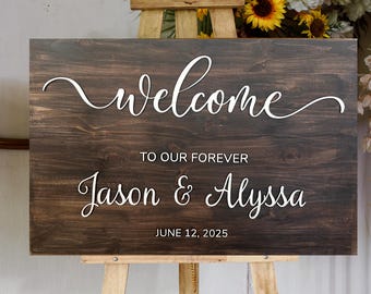 3D Welcome Sign | Custom Wood Wedding Welcome Sign, Rustic Ceremony Decor, Personalized Bridal Entrance Sign
