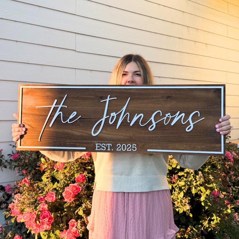 Personalized 3D Letter Sign Rustic Family Last Name Sign Established Date Farmhouse Home Wall Art Family Name Wedding Gift Custom