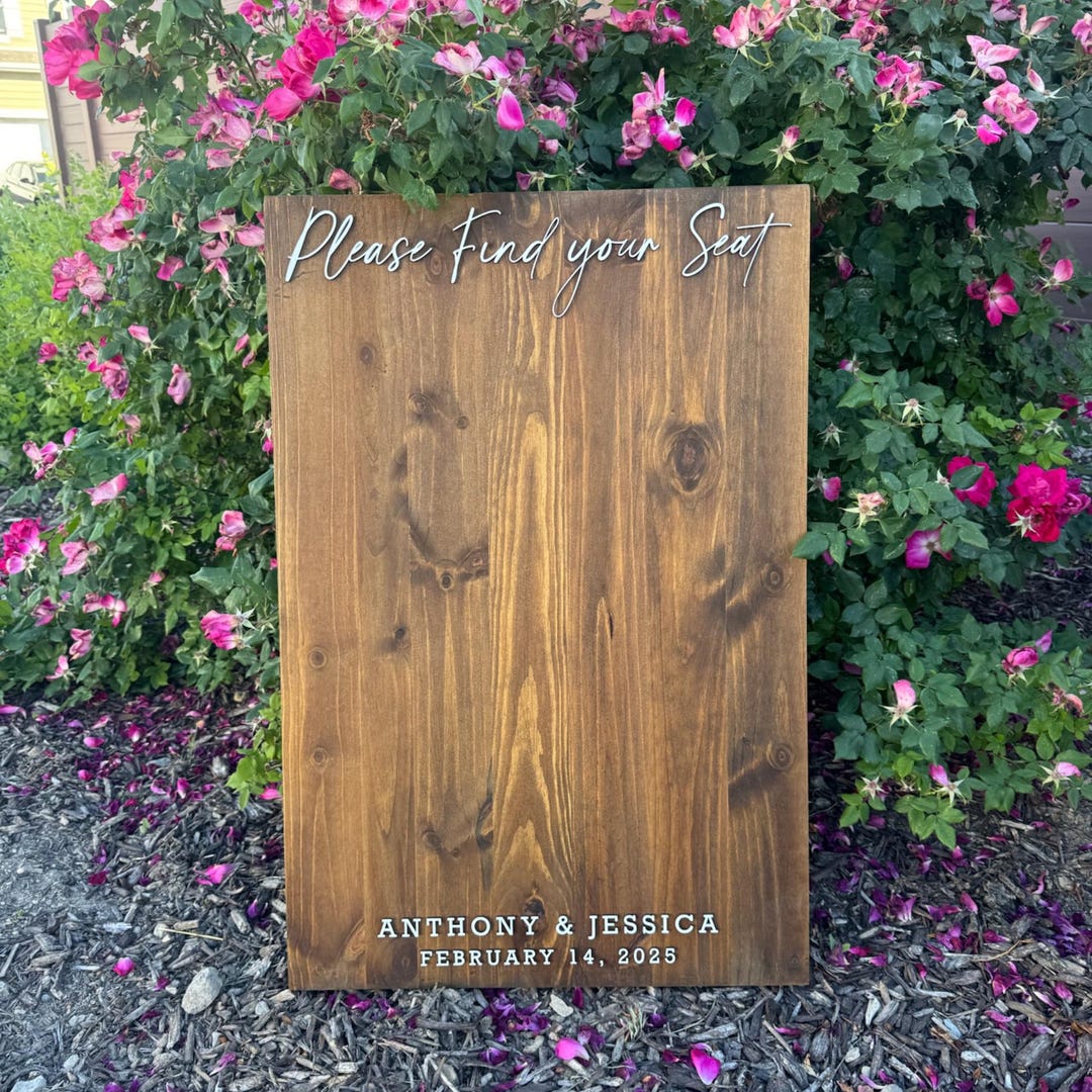 3D Wooden Seating Chart Sign Personalized Rustic Wedding Find Your Seat ...