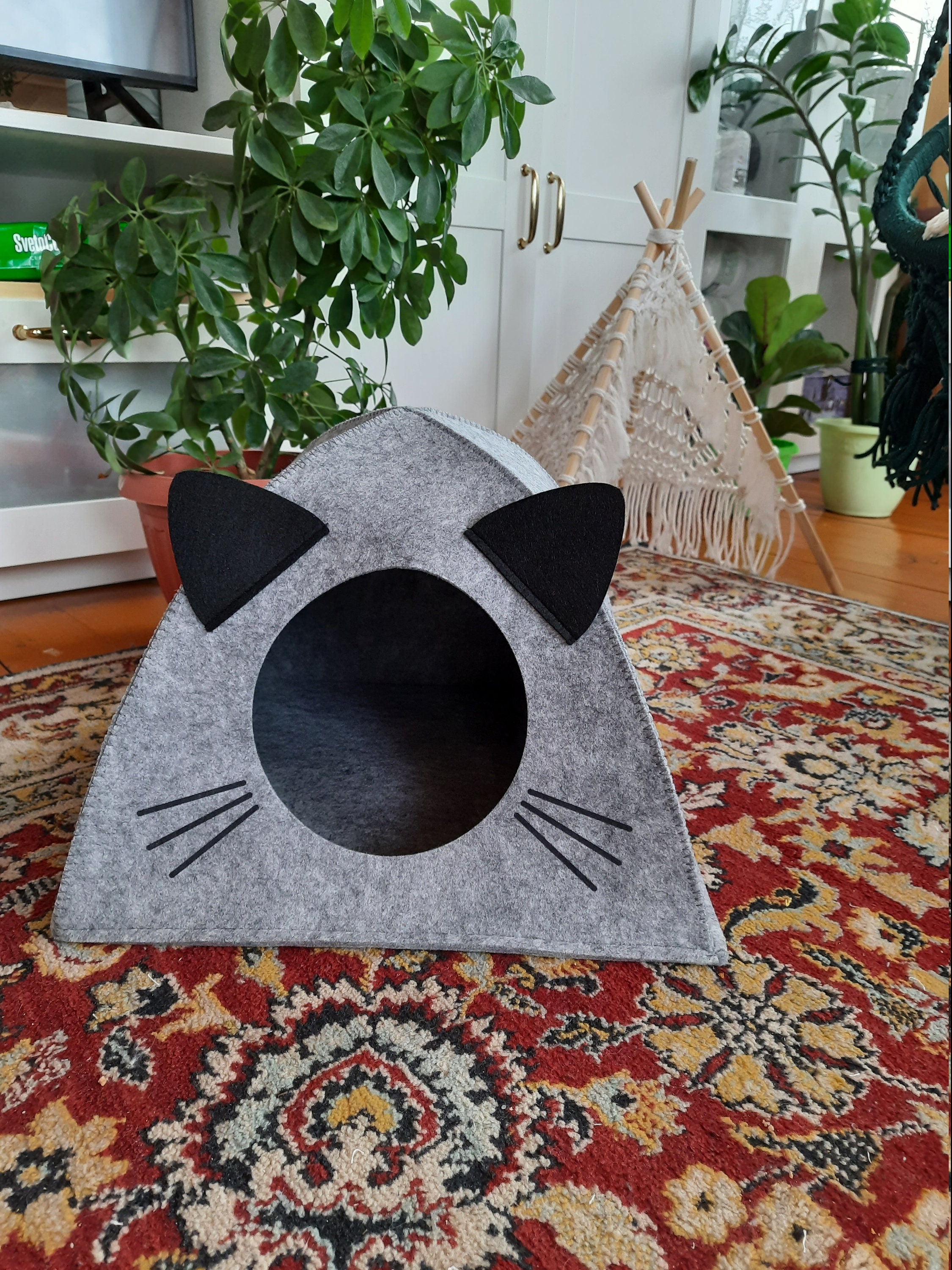 Felt cat bed felt cat cave cat bed cat cave kitty Etsy