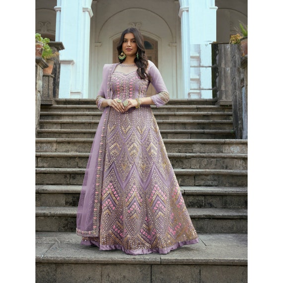 Dark Wine Designer Embroidered Net Wedding Anarkali Gown | Indian dresses  online, Dresses online shop, Net dress
