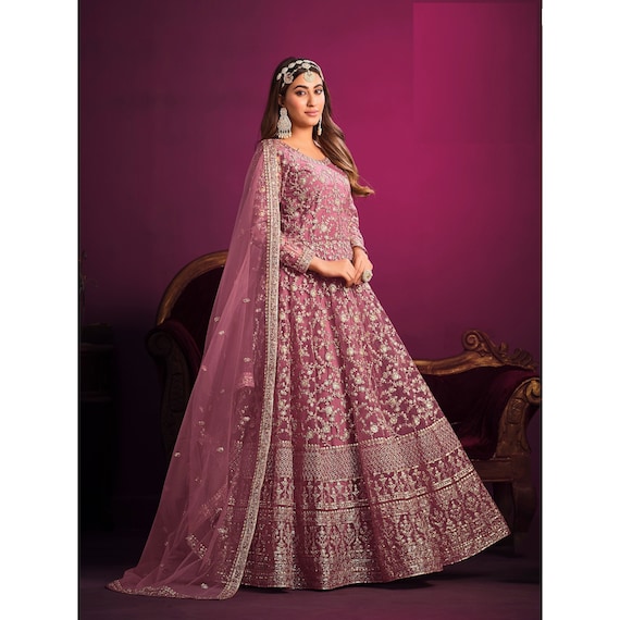 Bridal Baby Pink Color Heavy Floor Touch Anarkali Gown Net Dupatta Pakistani Wedding and Reception Party Wear Beautiful Long Gown Etsy Australia