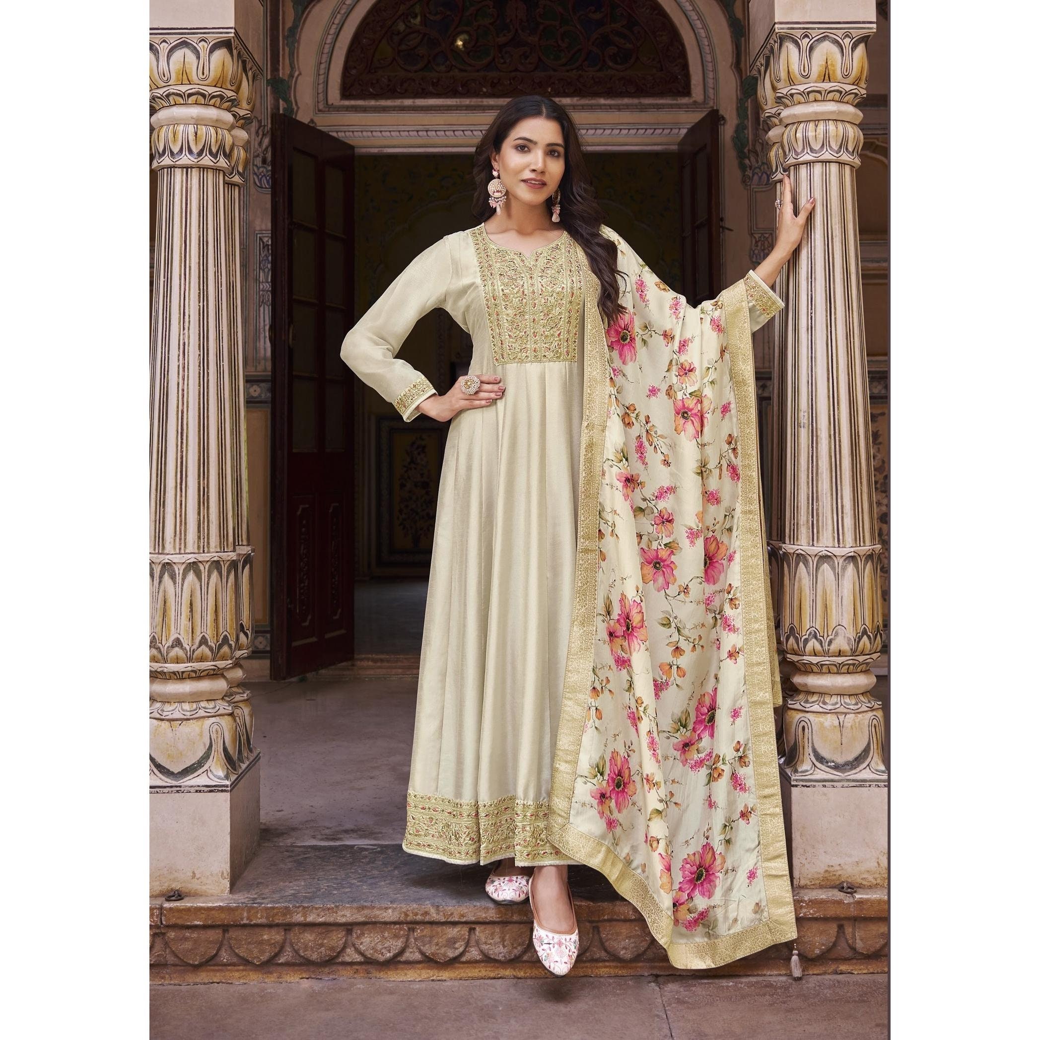 Anarkali silk suit deals