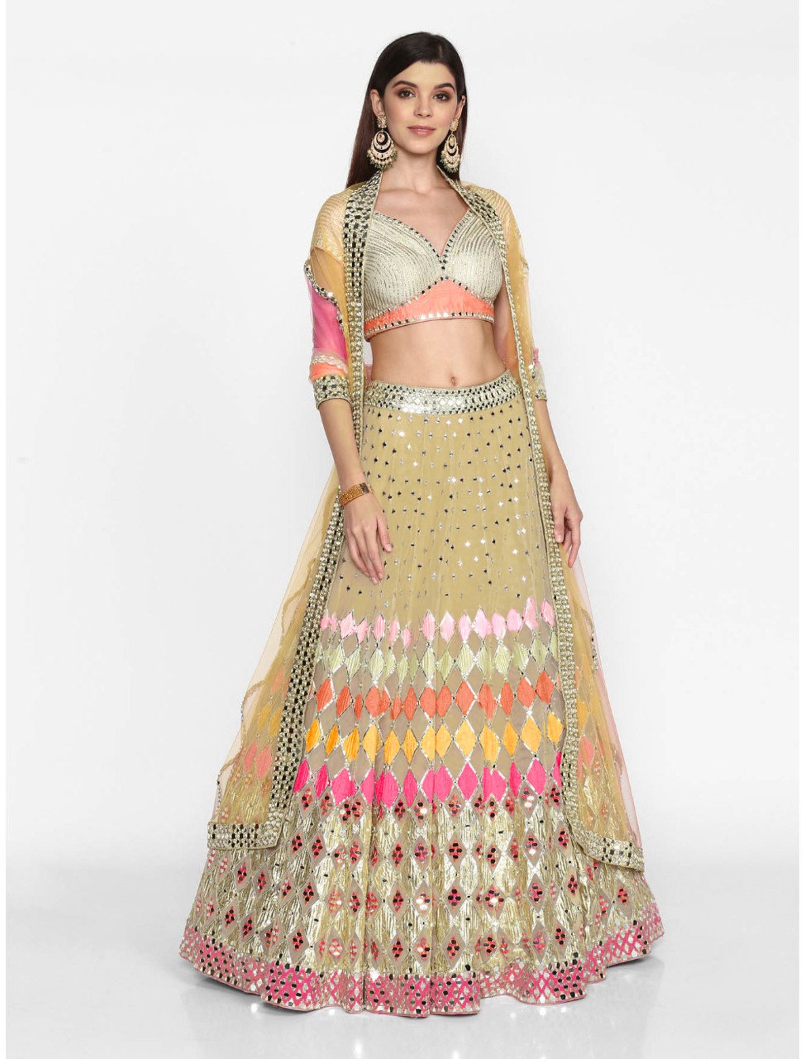 multi colour bridal lehenga