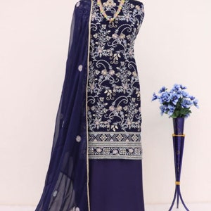 Chic Sorrell Brown Fox Gorgette Designer Party Wear Salwar Suit With Sorrell Brown Fox Gorgette