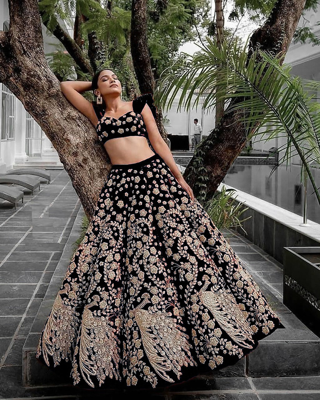 Black velvet lehenga skirt 2025