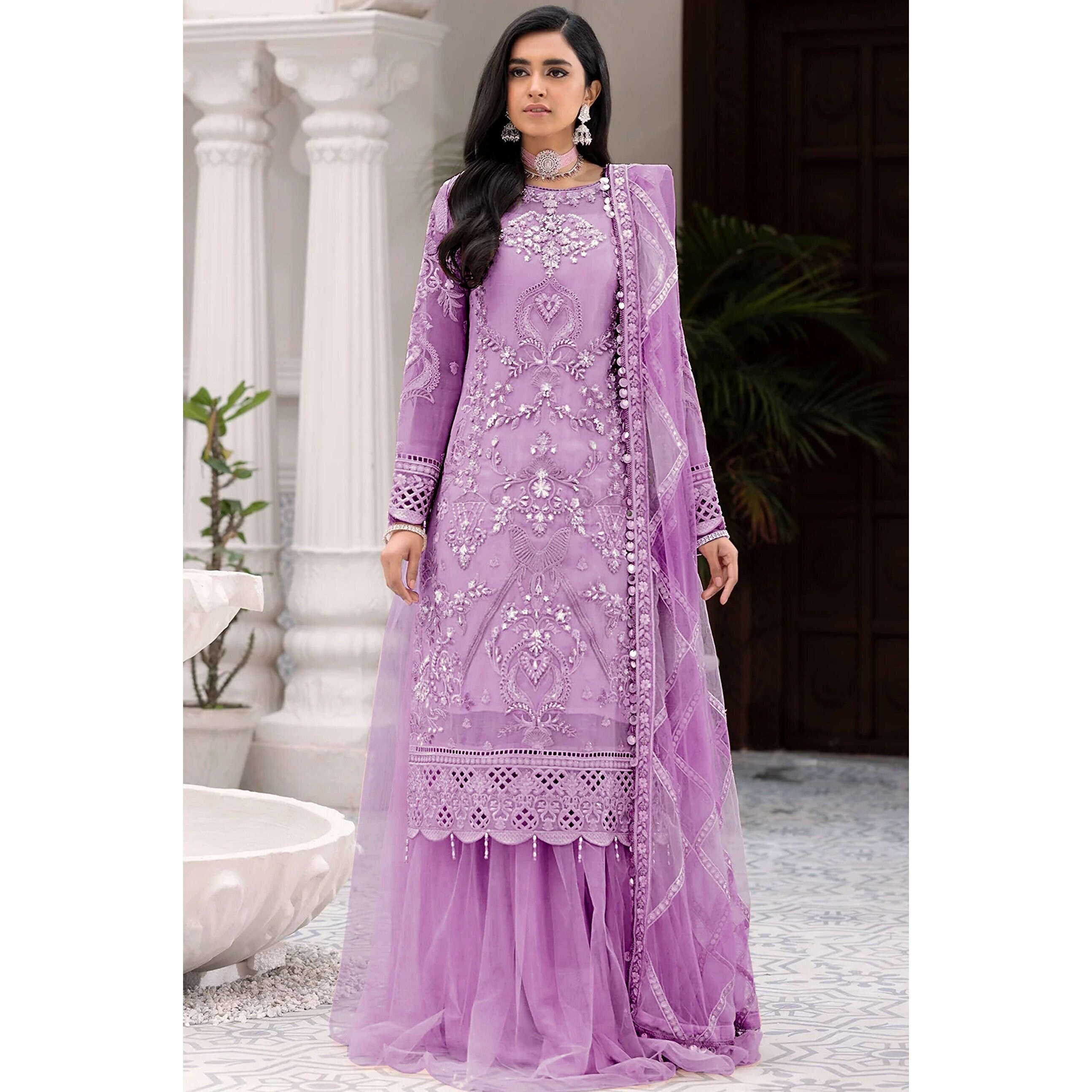 Exclusive Designer Heavy Net Sharara Suit With Beautiful - Etsy UK