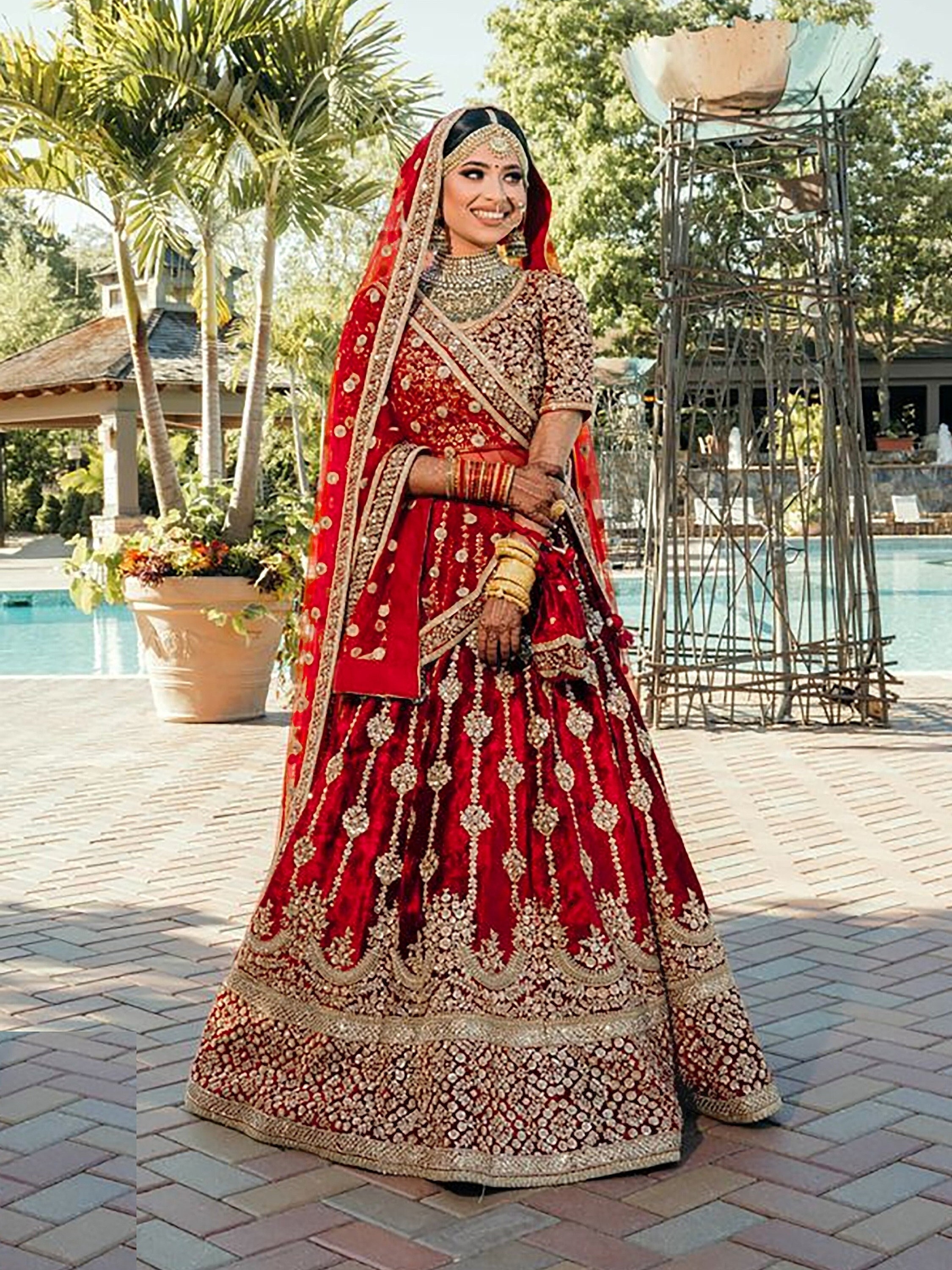 red wedding lehenga online