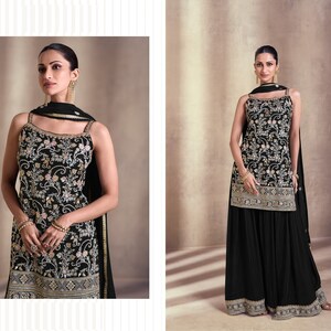 Purple Fox Georgette Sharara Salwar Suit main image 1