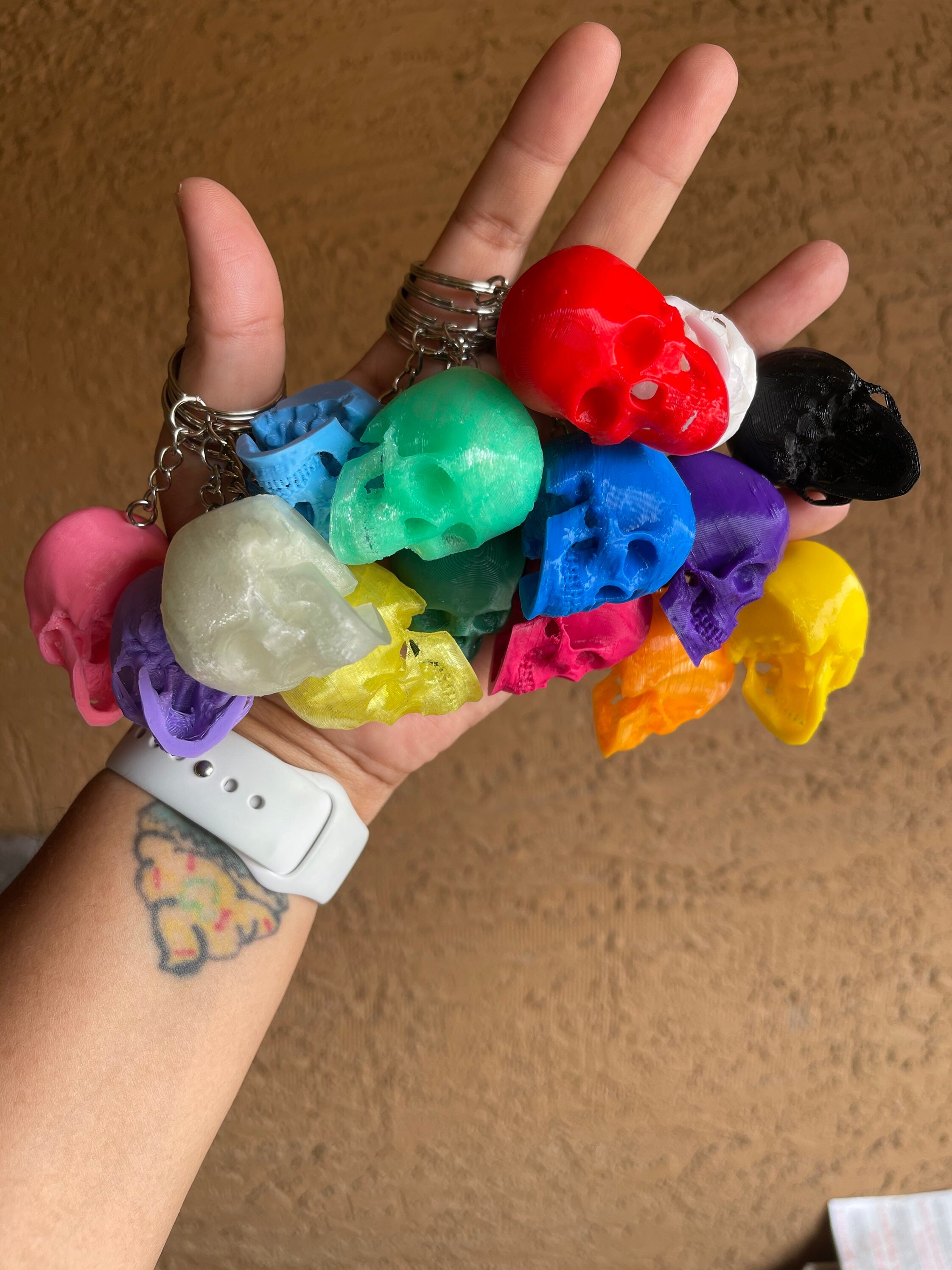 Skull keychain PLA 3D printed skull Etsy